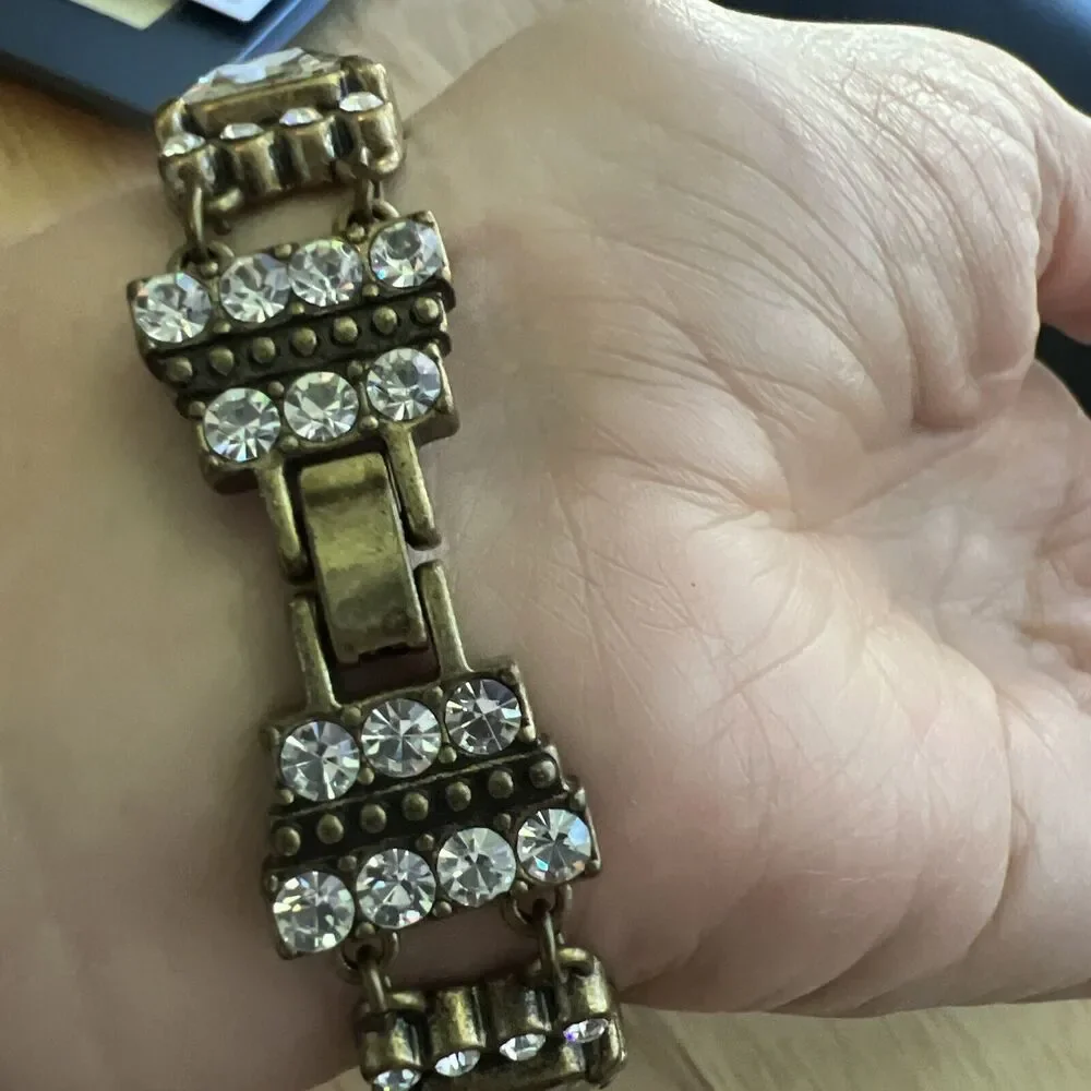 Lia Sophia Bracelet Large & Small Rhinestones‎ Stretch Clasp Dressy Casual